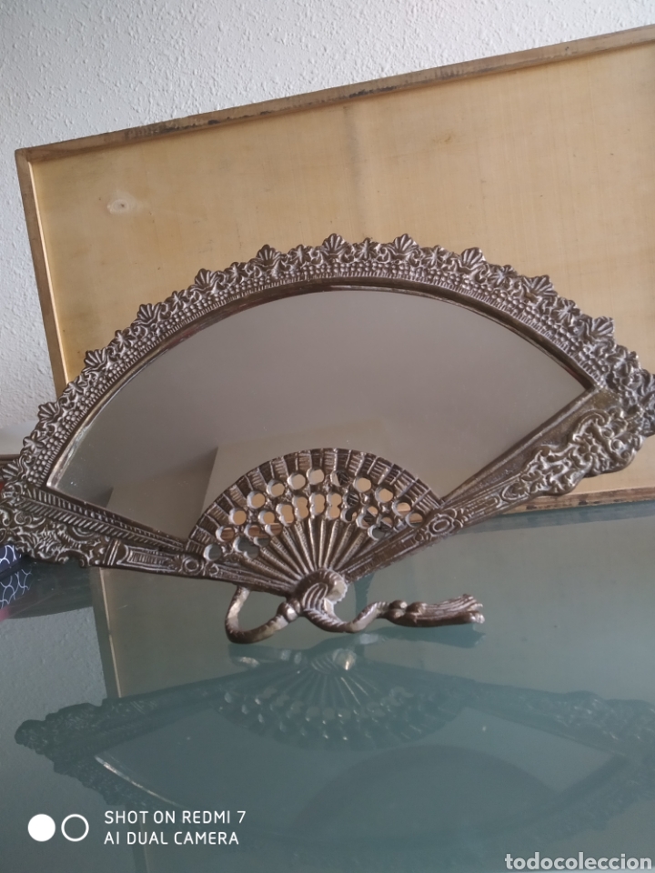 Antiques: Abanico Espejo de Bronce