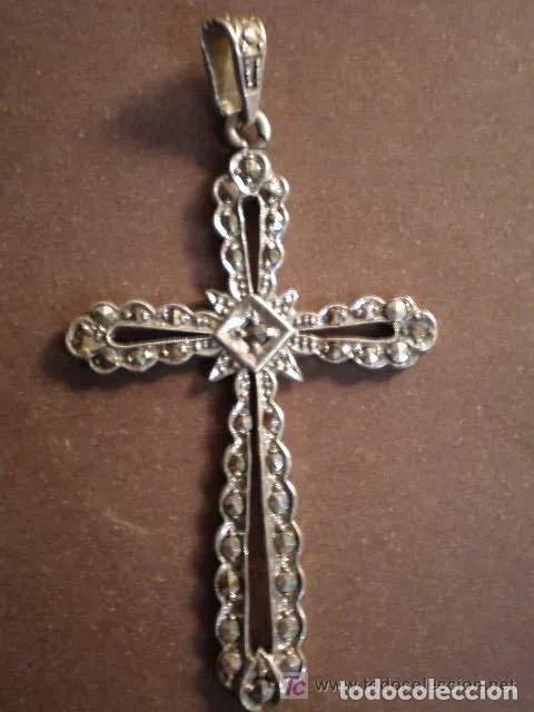 Antig&uuml;edades: ANTIGUA CRUZ DE PLATA CON HEMATITE - Foto 1