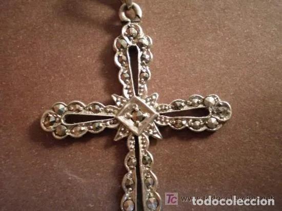 Antig&uuml;edades: ANTIGUA CRUZ DE PLATA CON HEMATITE - Foto 2