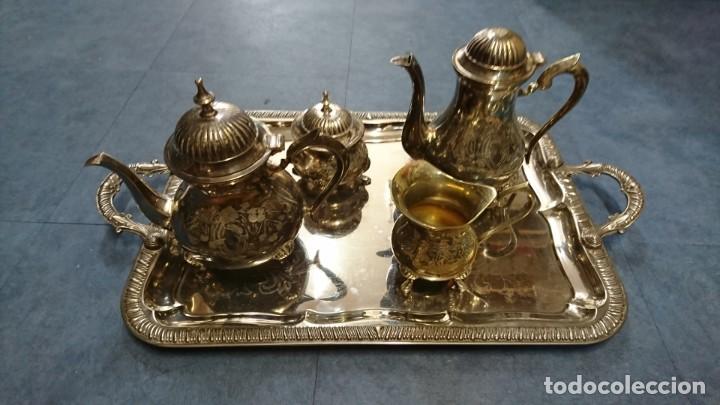 Antig&uuml;edades: CONJUNTO MET&Aacute;LICO DE CAF&Eacute; O TE - Foto 1