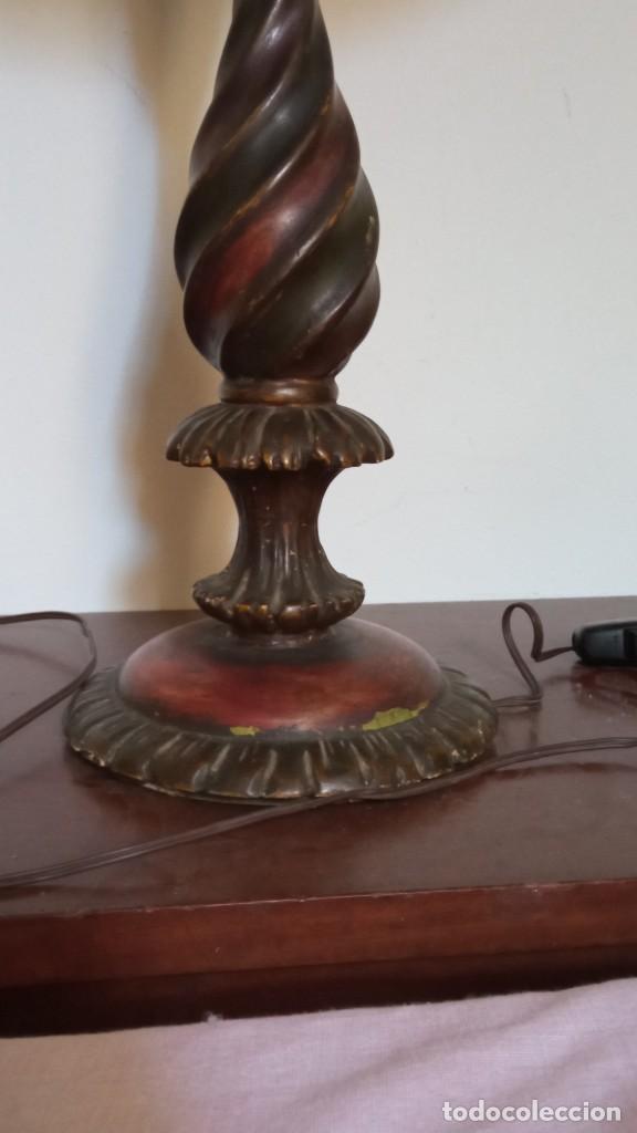 Antig&uuml;edades: Lampara sobremesa pie de madera - Foto 4