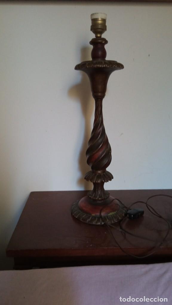 Antig&uuml;edades: Lampara sobremesa pie de madera - Foto 11