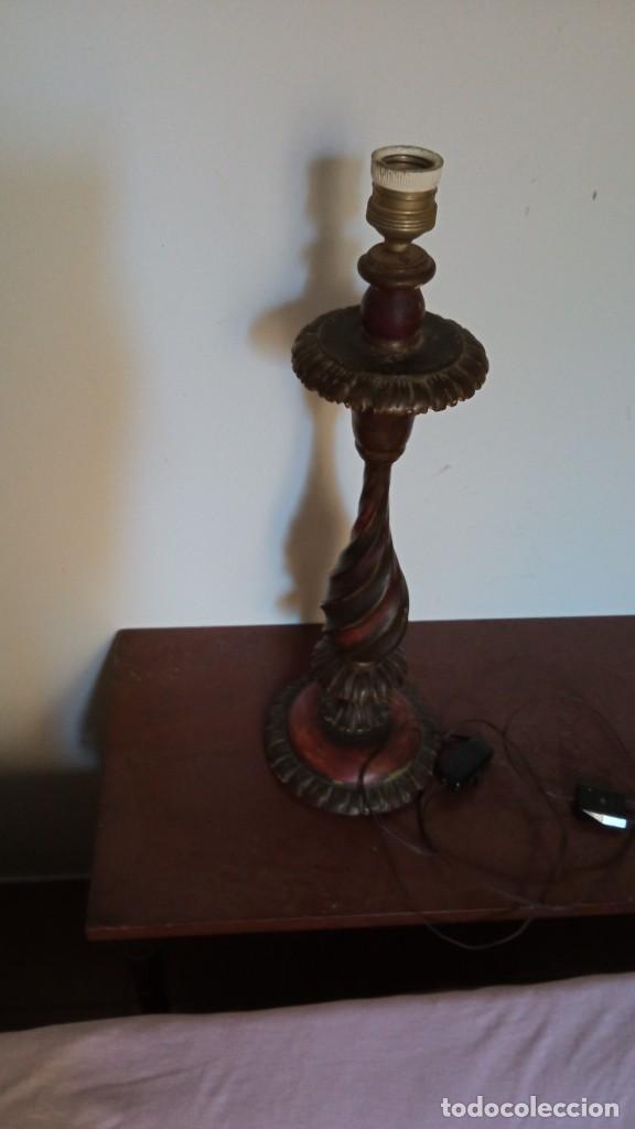 Antig&uuml;edades: Lampara sobremesa pie de madera - Foto 12