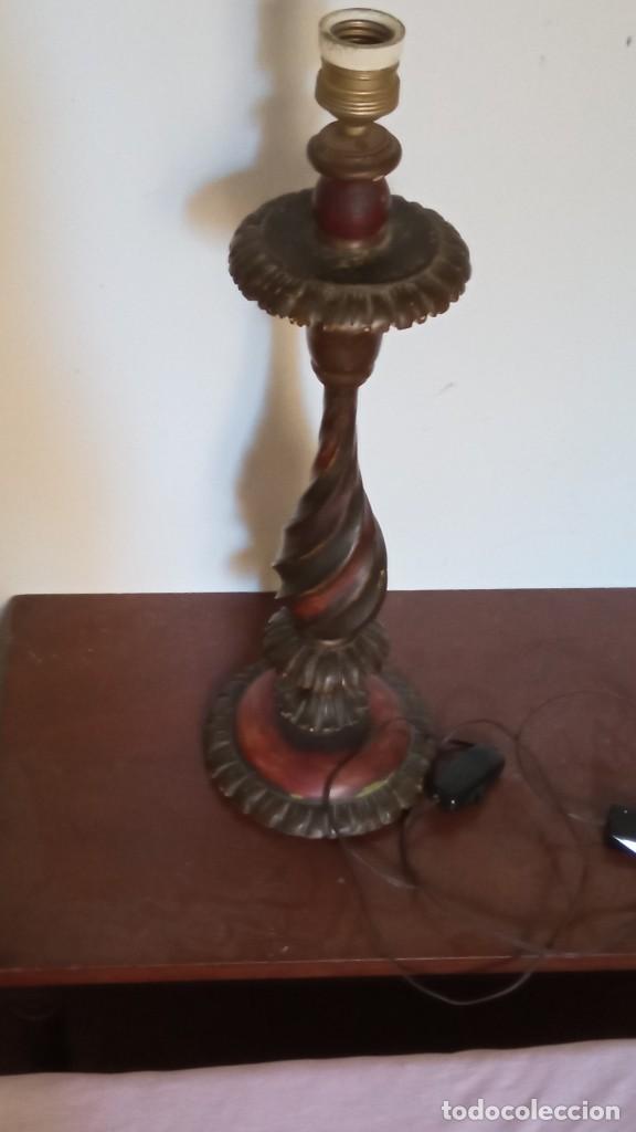 Antig&uuml;edades: Lampara sobremesa pie de madera - Foto 14