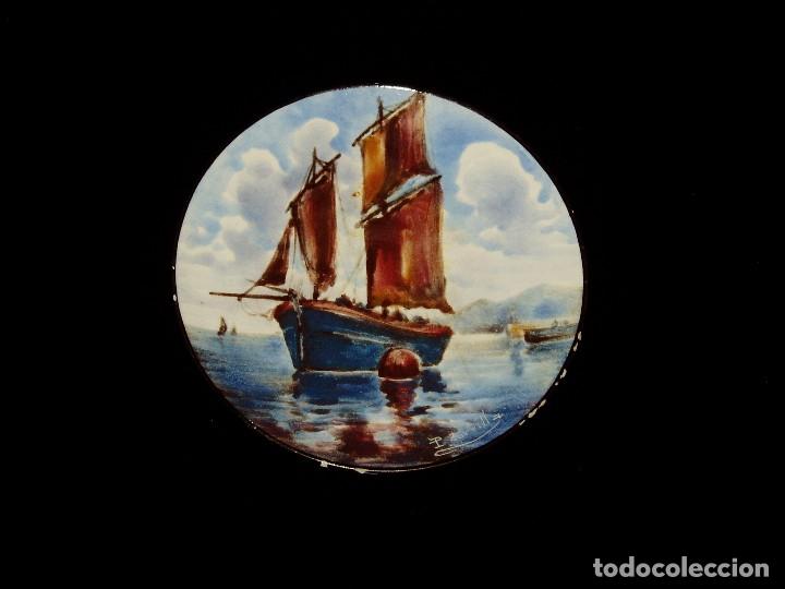 Antig&uuml;edades: Plato pintado a mano Marina - Foto 1