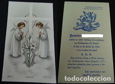 Antiguidades: ESTAMPA TARJETA RECUERDO FALLECIMIENTO VALDEPE&Ntilde;AS A&Ntilde;O 1965 HOLY CARD CC1462