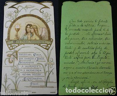 Antiques: OLD SACRAMENTAL BREAD HOLY CARD FRANCE ANDACHTSBILD SANTINI ESTAMPA CC1187