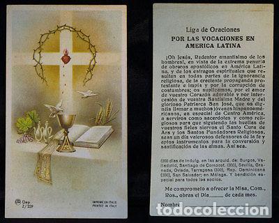 Oggetti Antichi: OLD RELIGIOUS VOCATIONS IN LATIN AMERICA HOLY CARD . SEE MY SHOP . CC251