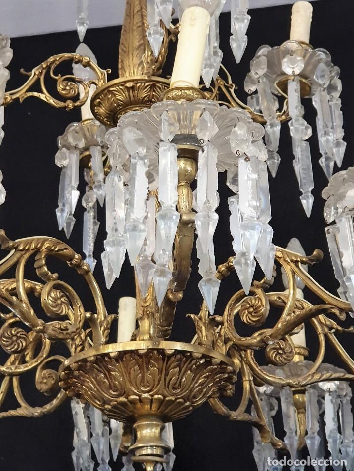 Antig&uuml;edades: LAMPARA DE BRONCE Y CRISTAL - Foto 2