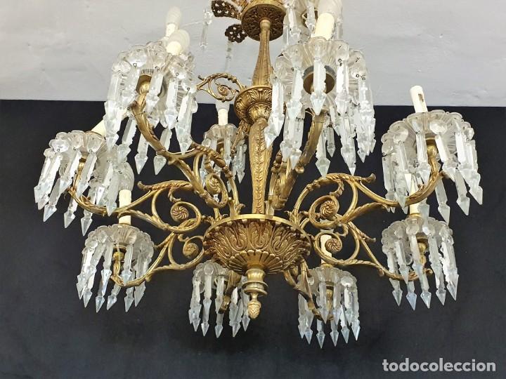 Antig&uuml;edades: LAMPARA DE BRONCE Y CRISTAL - Foto 3