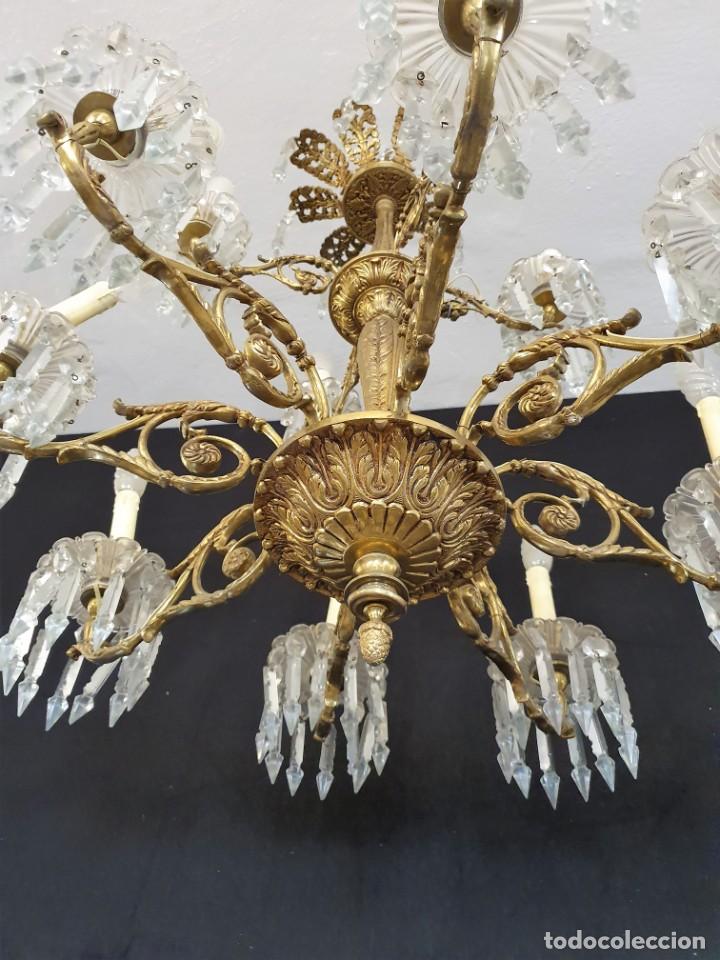 Antig&uuml;edades: LAMPARA DE BRONCE Y CRISTAL - Foto 4