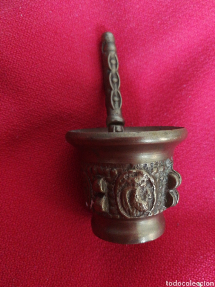 Antiques: ALMIREZ ANTIGUO, LABRADO, BRONCE MACIZO, 4 CM ALTURA, 3 CM DI&Aacute;METRO