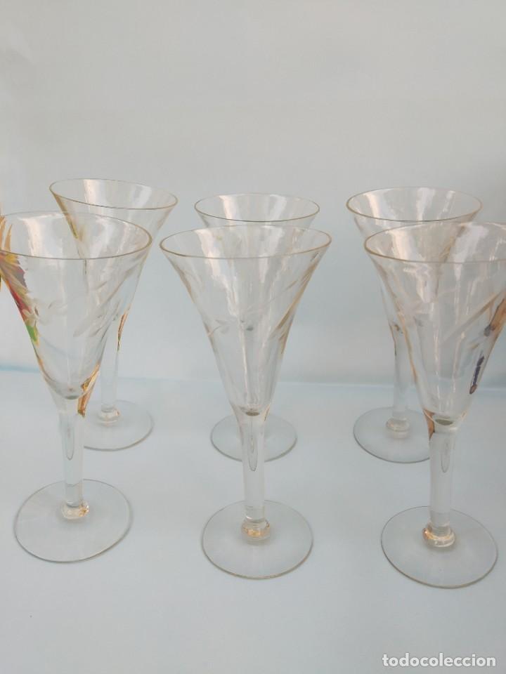 Antiquit&eacute;s: 6 COPAS DE FINO CRISTAL GRABADO - *R