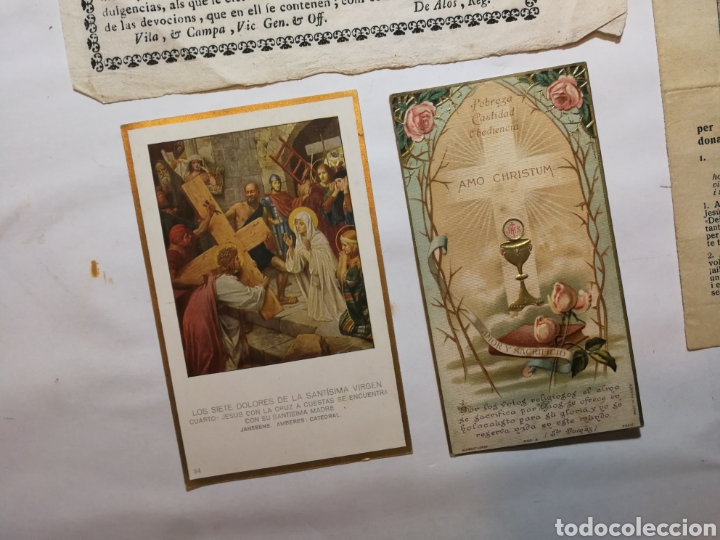 Antig&uuml;edades: lote de estampitas y escritos religiosos - Foto 3