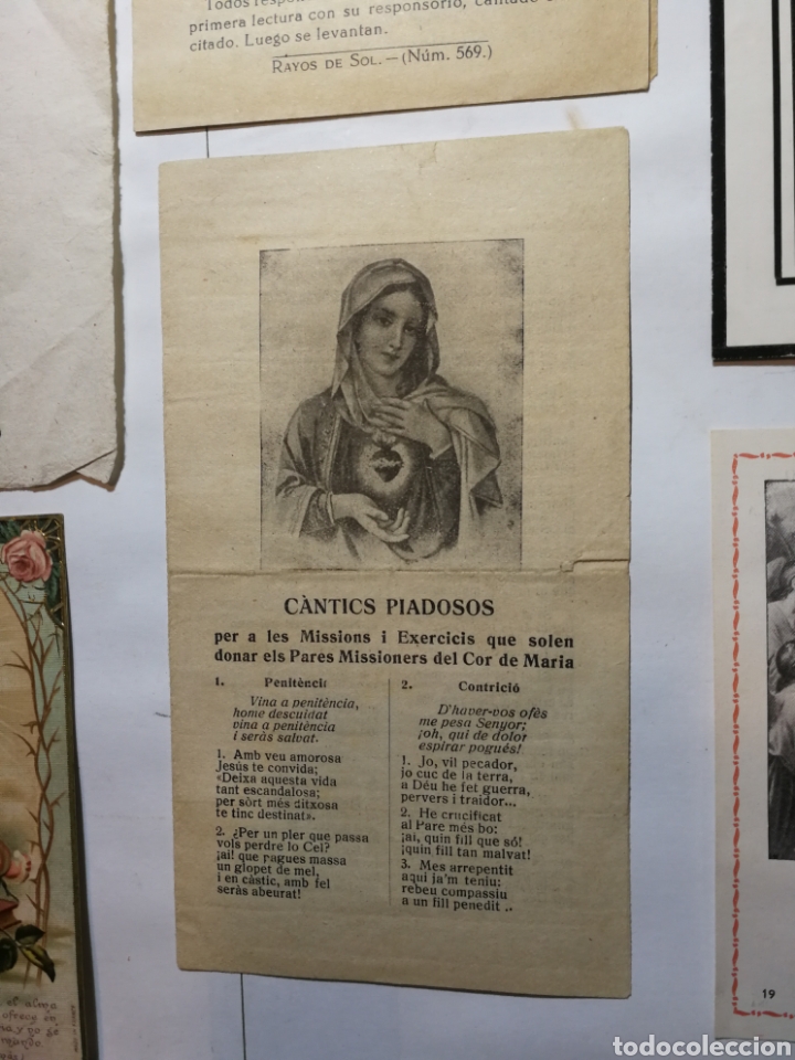 Antig&uuml;edades: lote de estampitas y escritos religiosos - Foto 4