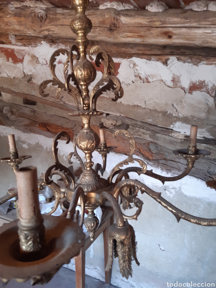 Antig&uuml;edades: Lampara de brazos de laton o bronze, - Foto 2