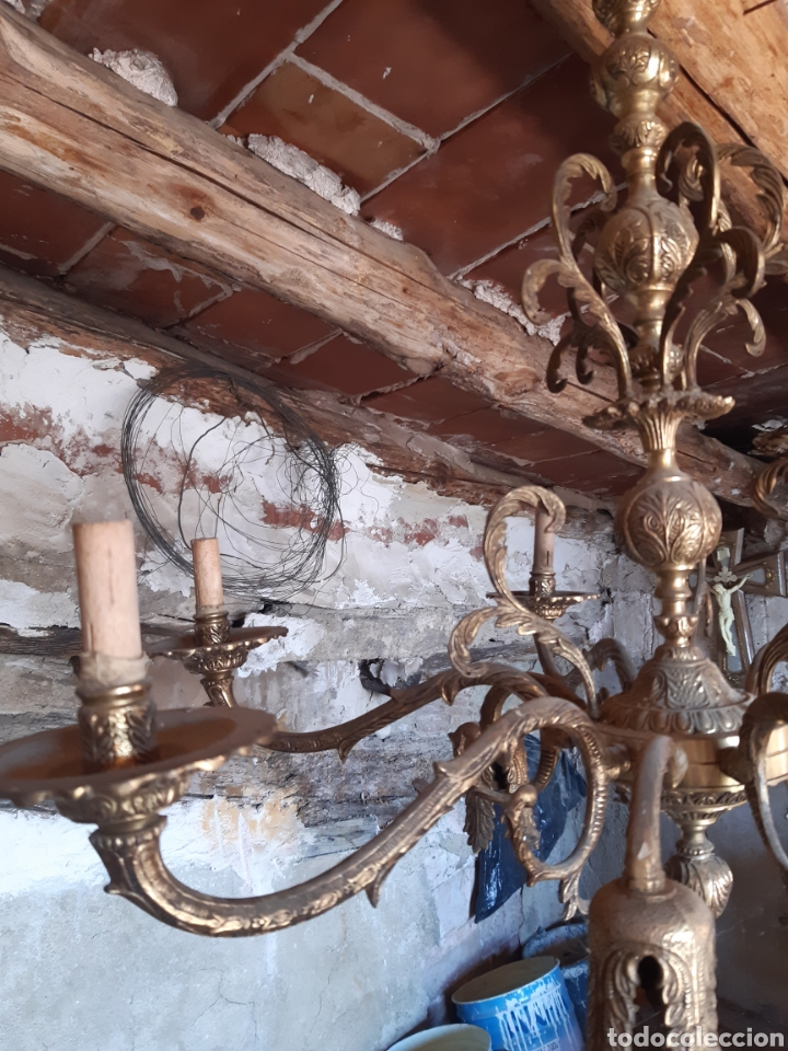Antig&uuml;edades: Lampara de brazos de laton o bronze, - Foto 3
