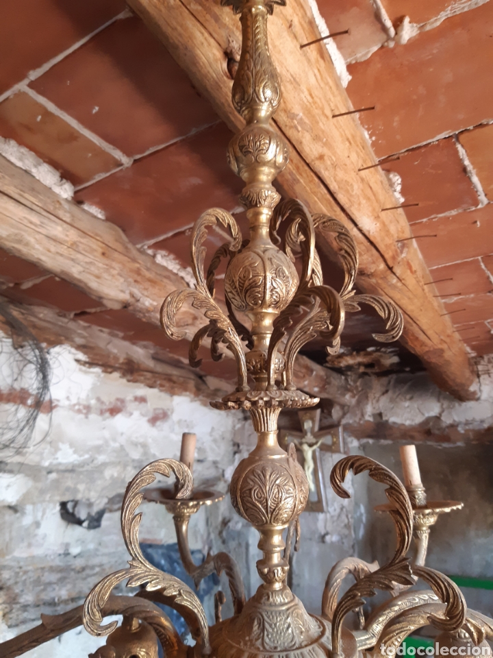 Antig&uuml;edades: Lampara de brazos de laton o bronze, - Foto 6