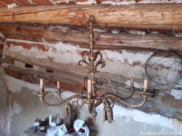 Antig&uuml;edades: Lampara de brazos de laton o bronze, - Foto 9