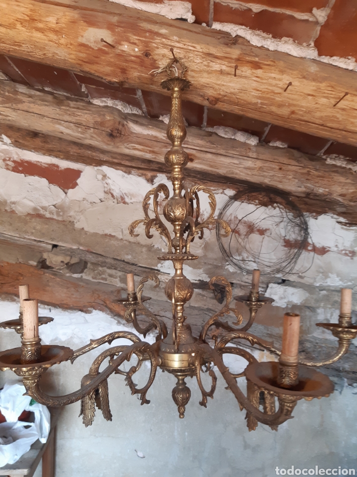 Antig&uuml;edades: Lampara de brazos de laton o bronze, - Foto 1