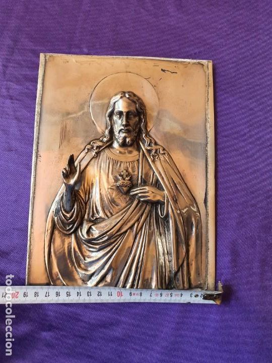 Antig&uuml;edades: SAGRADO CORAZON DE JESUS en Cobre Plateado - Foto 7