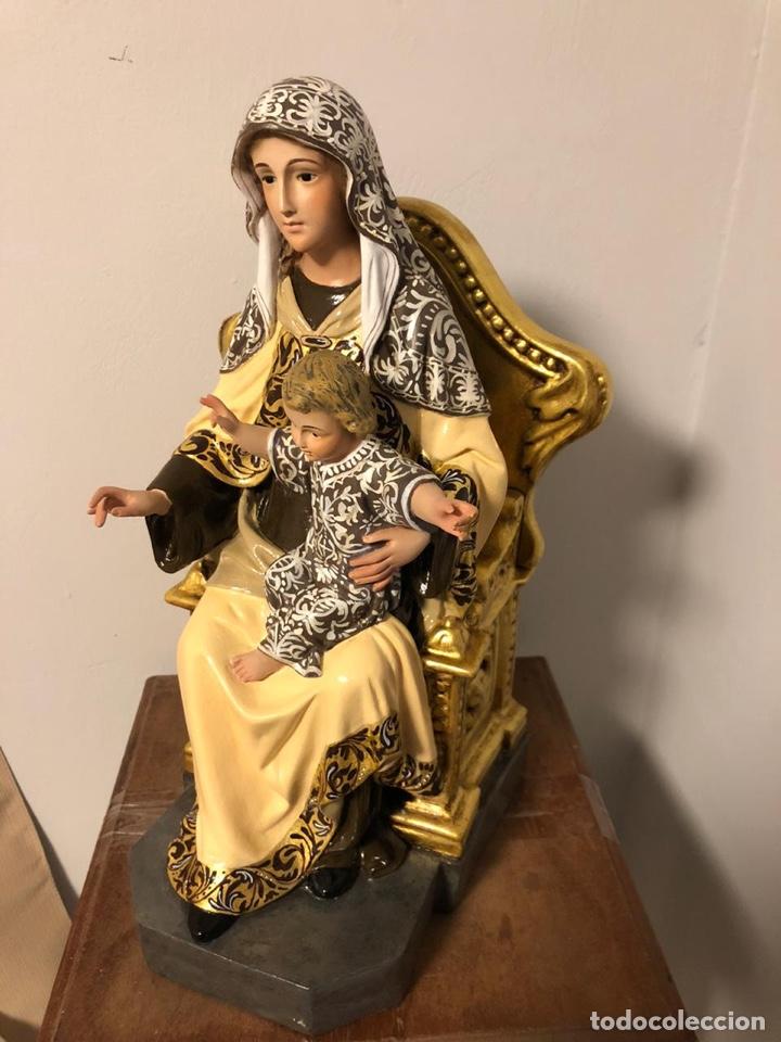 Antigüedades: Maravillosa Virgen del Carmen Entronizada (Escuela Arte Cristiano Olot) - Foto 2 - 215400543