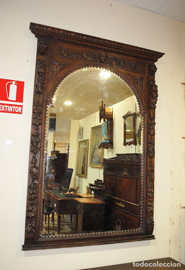 Antig&uuml;edades: ESPEJO ANTIGUO DE ROBLE TALLADO - Foto 1
