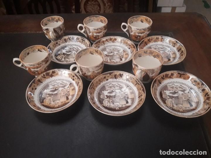 Antig&uuml;edades: juego de tazas con sus platos - Foto 1