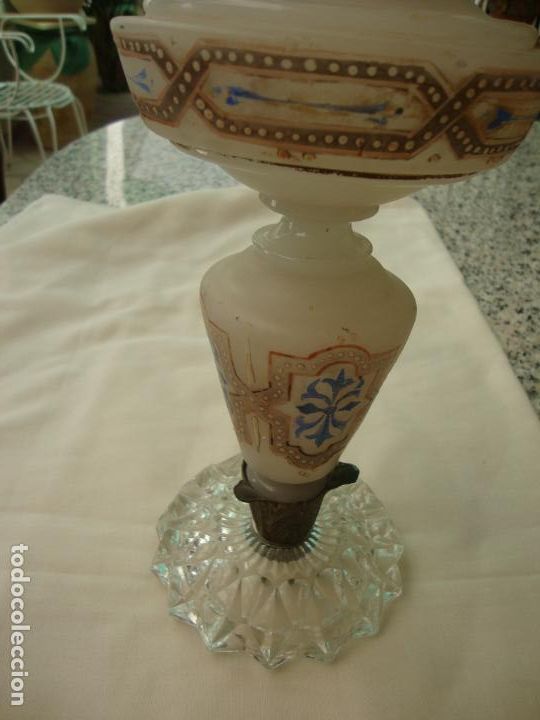 Antig&uuml;edades: antiguo quinque opalina pintado - Foto 4