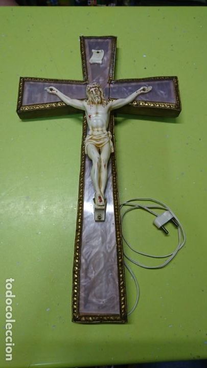 Antig&uuml;edades: CRUCIFIJO DE PAREZ CON LUZ, ELECTRICO - Foto 1