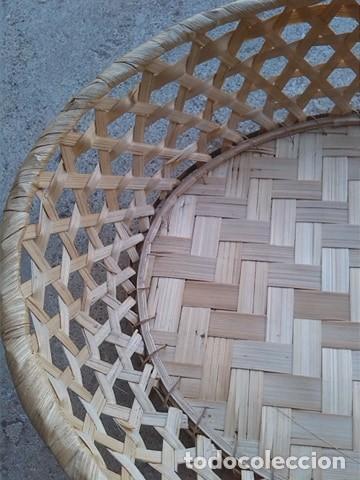 Oggetti Antichi: cesto de palma forma oval tejido artesanal