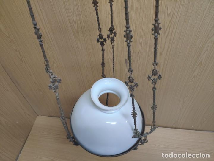 Antig&uuml;edades: L&Aacute;MPARA EN BRONCE CRISTAL OPALINA, DDD 008 - Foto 14