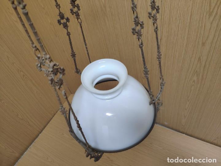 Antig&uuml;edades: L&Aacute;MPARA EN BRONCE CRISTAL OPALINA, DDD 008 - Foto 17