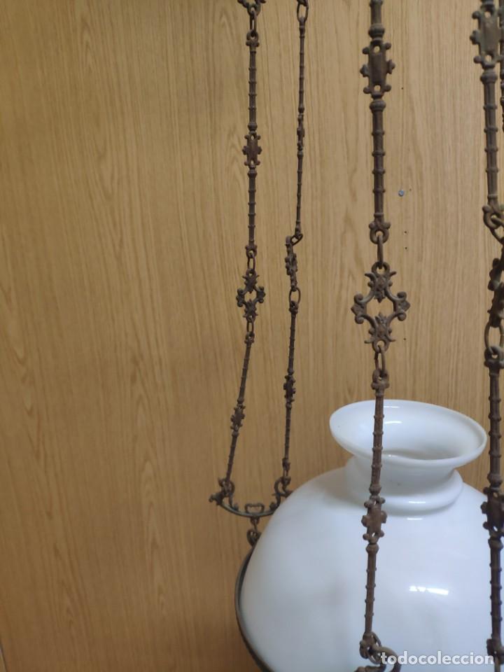 Antig&uuml;edades: L&Aacute;MPARA EN BRONCE CRISTAL OPALINA, DDD 008 - Foto 18