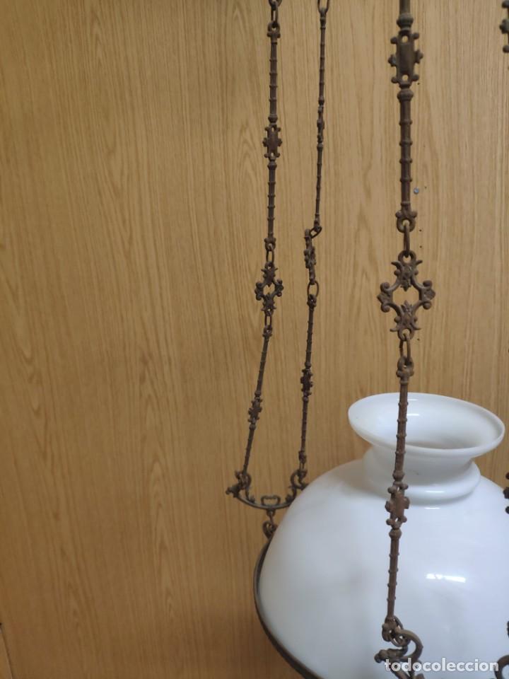 Antig&uuml;edades: L&Aacute;MPARA EN BRONCE CRISTAL OPALINA, DDD 008 - Foto 19