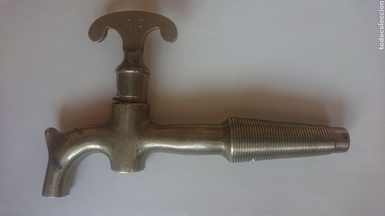 Oggetti Antichi: ANTIGUO GRIFO DE METAL NUMERO 5 PARA BARRICA O TONEL 16.5 CM