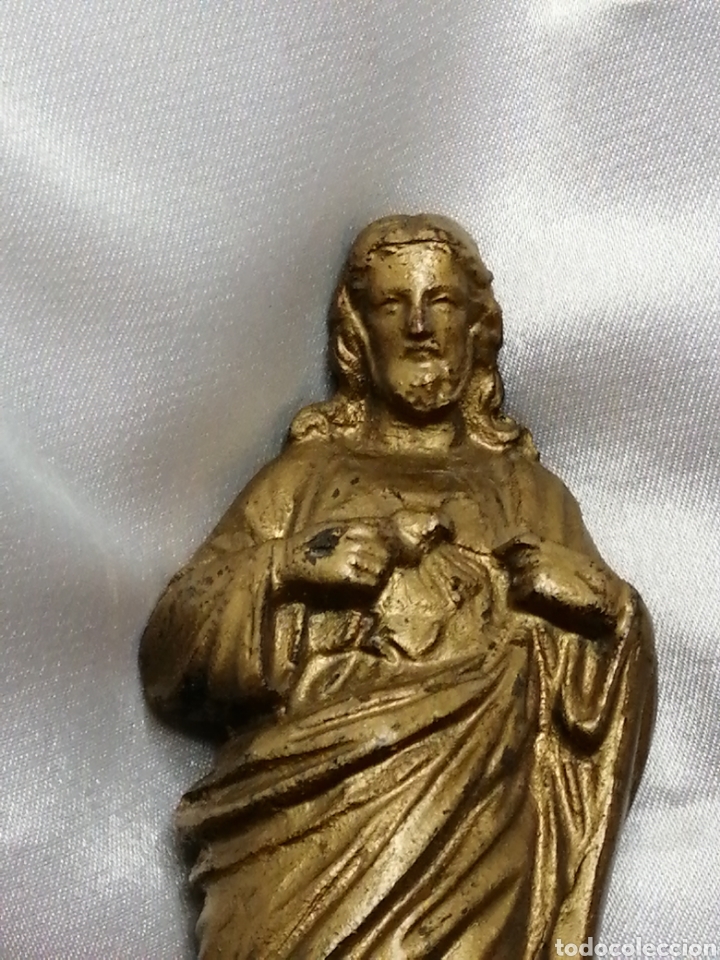 Antig&uuml;edades: Sagrado coraz&oacute;n en calamina s xix - Foto 7