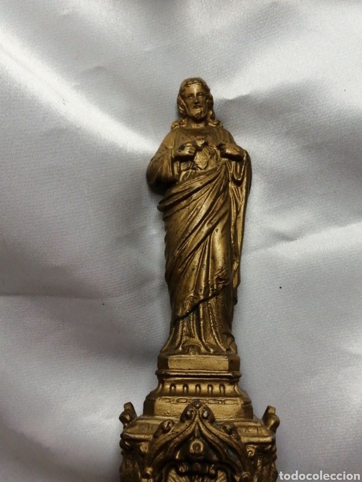 Antig&uuml;edades: Sagrado coraz&oacute;n en calamina s xix - Foto 1