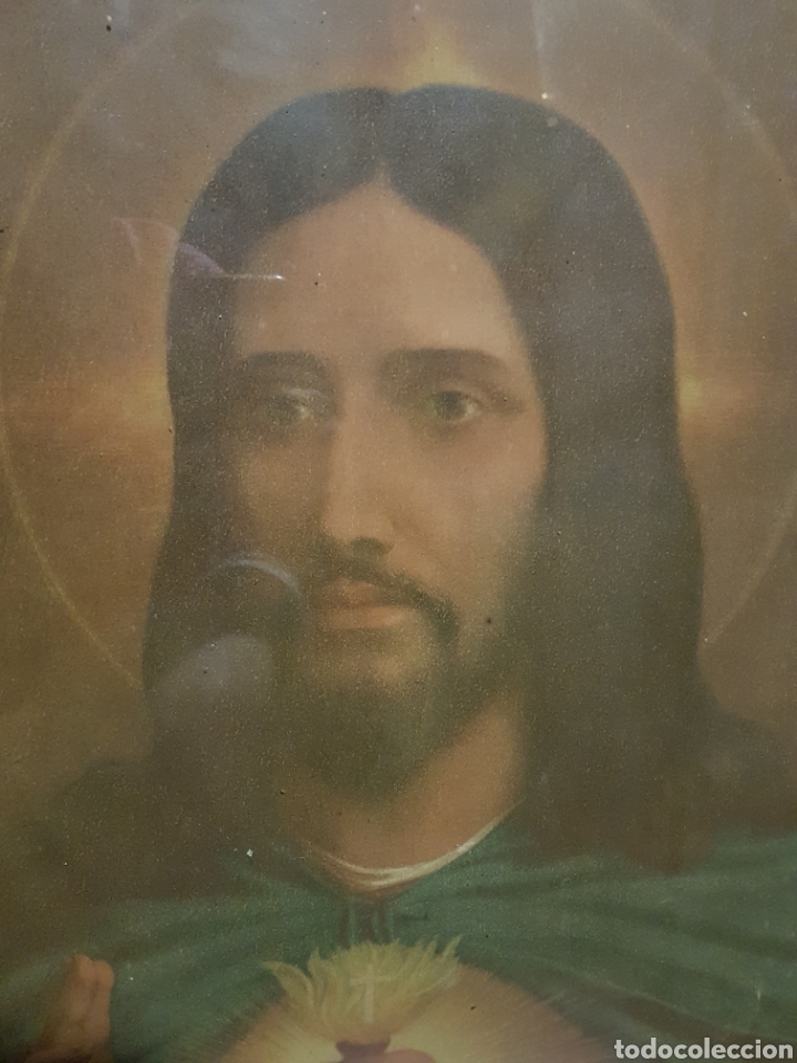 Antig&uuml;edades: Litograf&iacute;a Sagrado Coraz&oacute;n de Jes&uacute;s - Foto 2