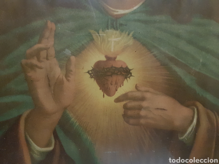 Antig&uuml;edades: Litograf&iacute;a Sagrado Coraz&oacute;n de Jes&uacute;s - Foto 3