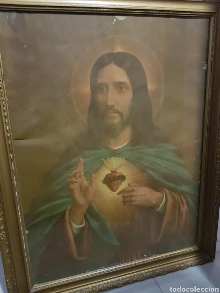 Antig&uuml;edades: Litograf&iacute;a Sagrado Coraz&oacute;n de Jes&uacute;s - Foto 1