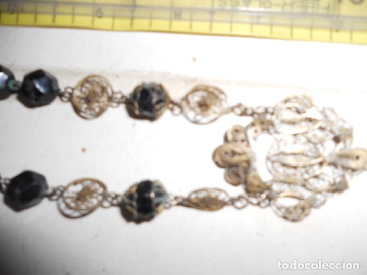 Antigüedades: coleccion 4 rosarios antiguos azabache madre perla filigrana plata - Foto 5 - 216890547