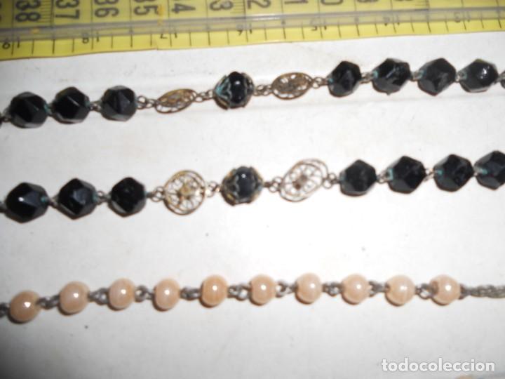 Antigüedades: coleccion 4 rosarios antiguos azabache madre perla filigrana plata - Foto 7 - 216890547