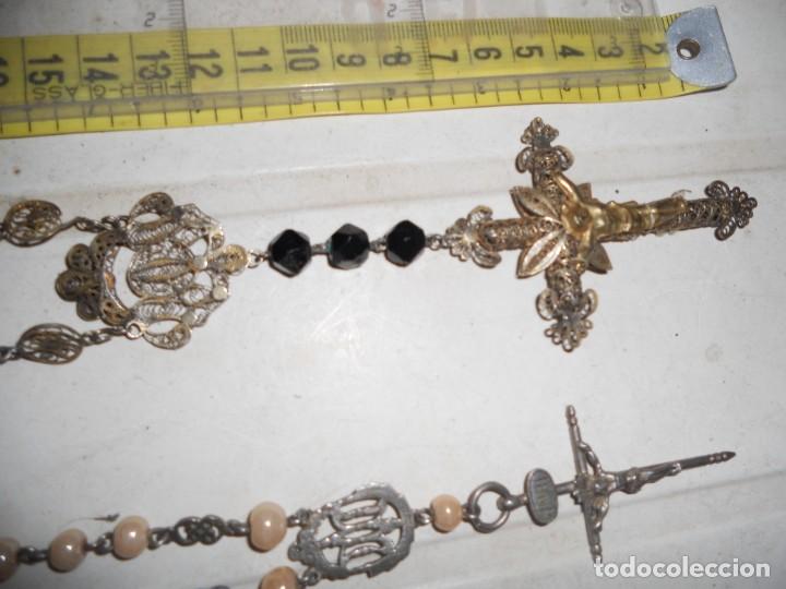 Antigüedades: coleccion 4 rosarios antiguos azabache madre perla filigrana plata - Foto 8 - 216890547