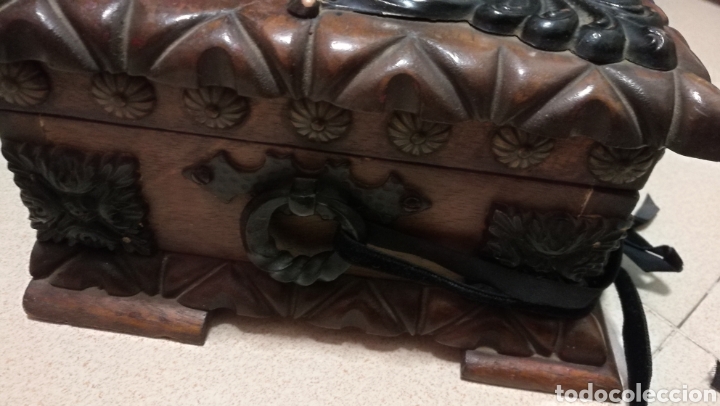 Antig&uuml;edades: ANTIGUO CAJA COFRE EN MADERA - Foto 4