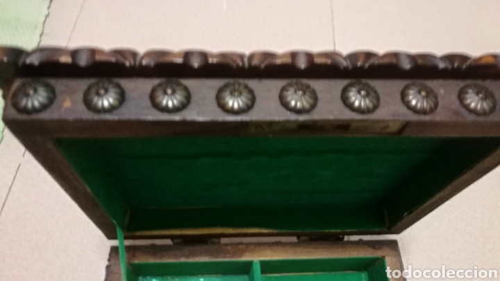 Antig&uuml;edades: ANTIGUO CAJA COFRE EN MADERA - Foto 6