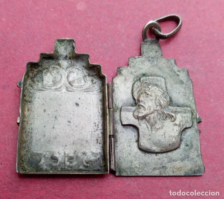 Antigüedades: Medalla Antigua tipo Capilla. Santo Cristo de Limpias. Plata. - Foto 1 - 216991222