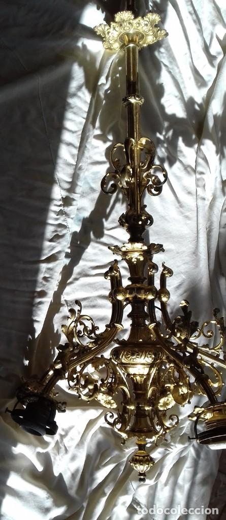 Antig&uuml;edades: LAMPARA DORADA 5 BRAZOS - Foto 7