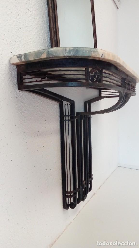 Antig&uuml;edades: consola art deco de forja y marmol- - Foto 2