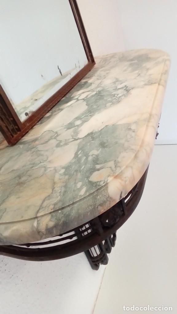 Antig&uuml;edades: consola art deco de forja y marmol- - Foto 3